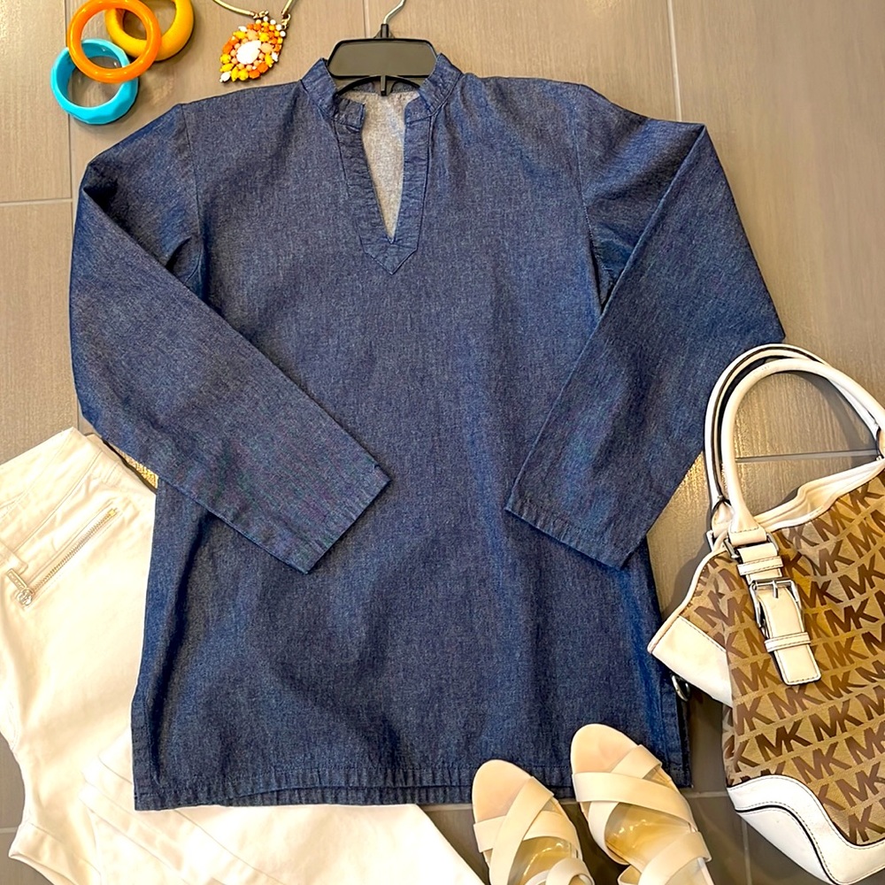 Women’s Denim V-Neck Tunic